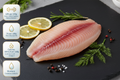 Raw fish fillet on a white background